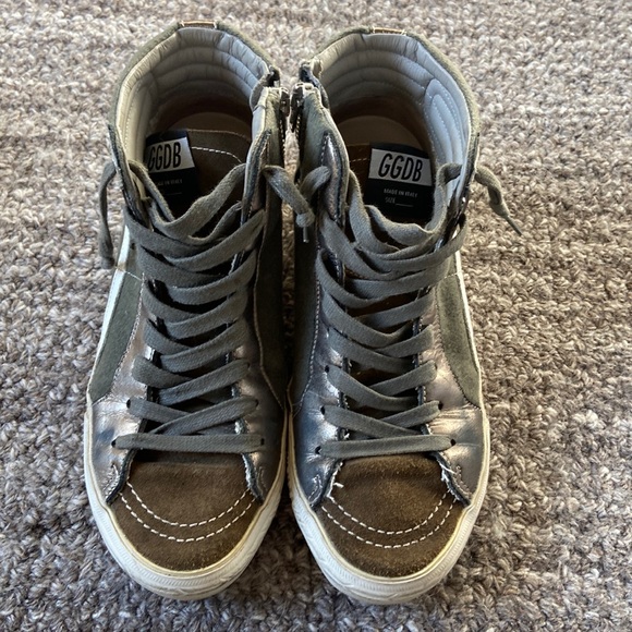 Golden Goose Shoes - Golden Goose Mid-Top Slide Green Zipper Size 37